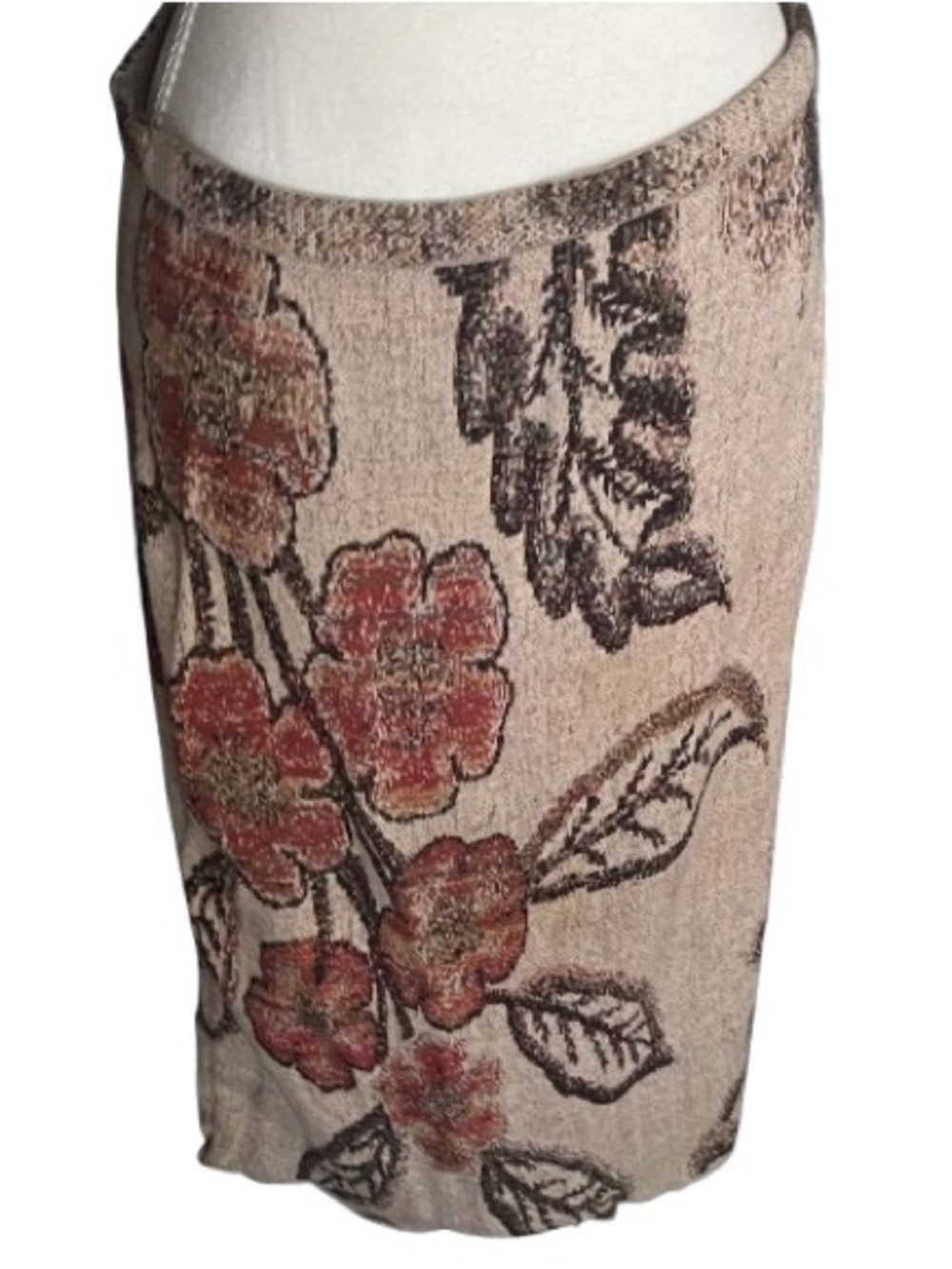 100% Pima Cotton PERUVIAN CONNECTION Sweater Midi Skirt Floral Designer Cottage
